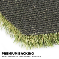 Natural Blend Synthetic Turf - Premium Backing. Allows ideal drainage and dimensional stability.