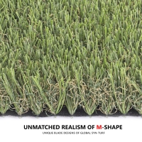 Riviera Monterey 50 oz. synthetic turf M-Shape offers unmatched realism. Green and Brown Thatching. Emerald Green, Lime Green.
